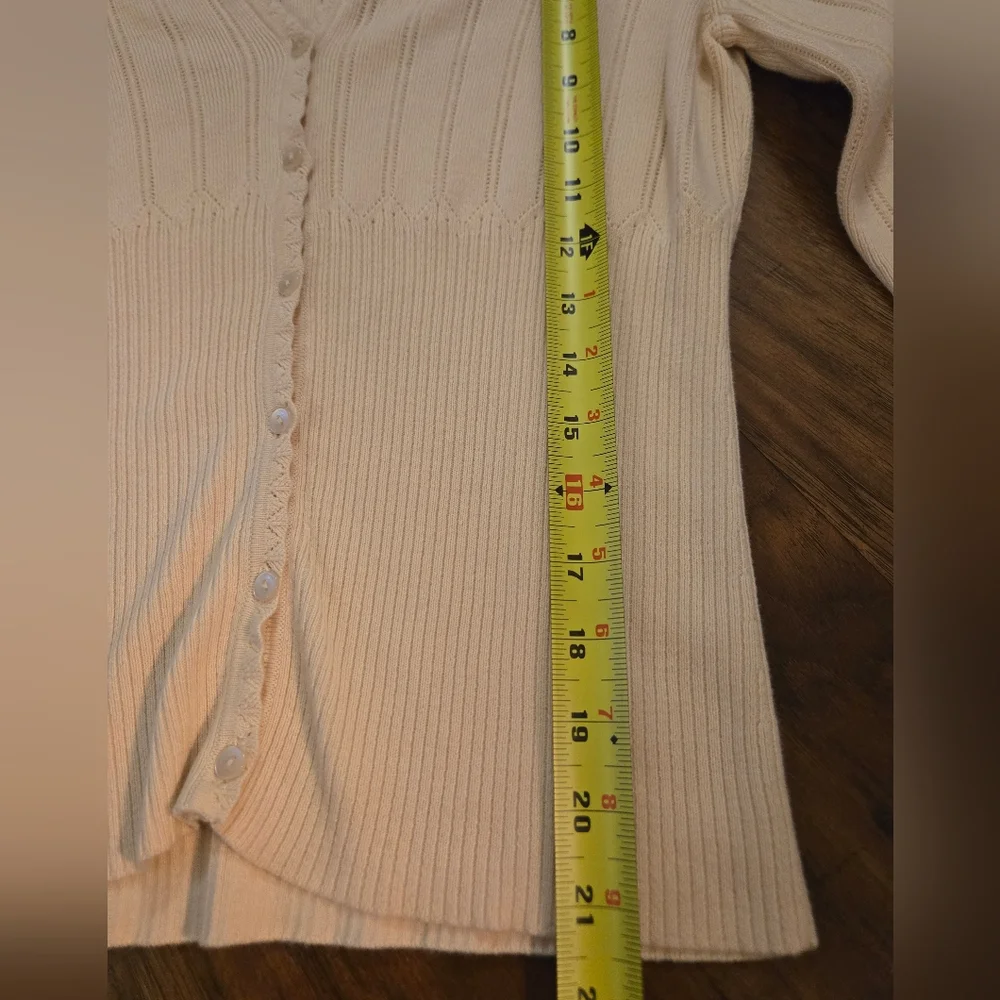 Ann Taylor Loft Small Cream Cotton Knit Cardigan - Picture 6 of 8
